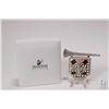 Image 1 : Large gold toned Swarovski crystal jewelled flag with fleur de lis