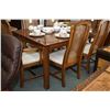 Image 2 : Eight piece oak dining suite including large table with two skirted insert leaves, six rattan dining