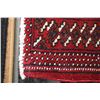 Image 2 : 100% Iranian wool scatter rug with red background, geometric pattern and fringed on both sides, 22" 