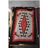Image 1 : South-western style area carpet in black, red and grey, 46" X 68"