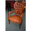Image 1 : Antique style button tufted open arm parlour chair with nail head decoration
