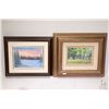 Image 1 : Three framed original paintings including acrylic on massonite of a wintry lake and mountain by arti