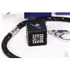 Image 2 : Swarovski crystal black mesh double wrap bracelet and a Swarovski crystal dice motif key chain