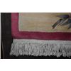 Image 2 : Sculpted wool area carpet with deep dusty pink center and taupe banding and flowers. 48" X 72"