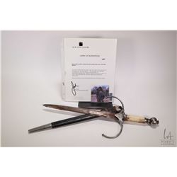 Authentic movie prop from " The New World" including John Smith's ( Colin Farrell) side knife with N