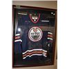 Image 1 : Shadow box open able framed Oilers signed Jersey with multiple signatures including Ryan Smyth etc..