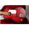 Image 2 : Raven red and black guitar in fitted hard case, note heel possibly reglued