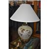 Image 2 : Two Asian Elephant motif porcelain table lamps with shades