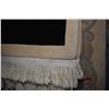 Image 2 : Oriental influenced sculpted wool carpet with light taupe and edged with black banding 88" X 116"
