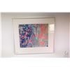 Image 2 : Three framed artworks including hand painted tile signed by artist, original watercolour abstract si