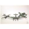 Image 1 : Three 1:48 scale die cast military bombers including a Heinkel 111, Mosquito with COA, note missing 