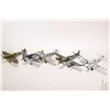 Image 1 : Five die cast 1:48 scale Military model airplanes including FW-190, P-51 Mustang, Spitfire, and two 