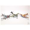 Image 1 : Three die cast 1:48 scale military airplanes including a P-47 Thunderbolt, a Messerschmitt 262 and a