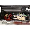 Image 2 : Rubber made plastic tool box with double tray filled with assorted hand tool and accessories, a Mast