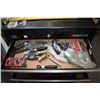 Image 2 : Husky Mechanics style tool box with miscellaneous contents including utility knives, Allen wrenches,