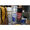 Image 2 : Selection of aerosol cans including texture, adhesive, ceiling popcorn etc. and a selection of tape