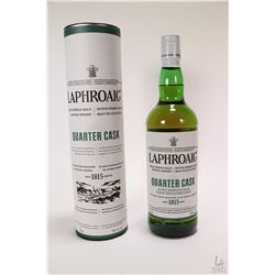 Laphroaig Quarter Cask Islay single malt Scotch whisky in 750ml bottle with cardboard sleeve. Note: 