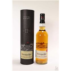 Stronachie 12 yr. single malt Scotch whisky in 700ml bottle with cardboard sleeve. Note: No Shipping