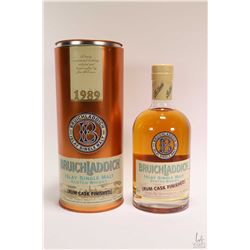 Bruichladdich Islay single malt Scotch Whisky 1989 17 yr, 700ml in metal cylinder. Note: No Shipping