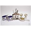 Image 1 : Selection of vintage silver and silver-plate including two sterling silver pierced edge spooners wit