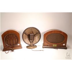 Three antique satellite radios including Westinghouse Type 200-B, one wooden cased with no identifyi