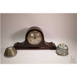 Session top hat mantle clock, working at time of cataloguing, note access door has been replaced and