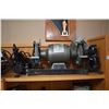 Image 2 : Shelf lot of tools including chain saw, bench grinder, electric stapler etc. all tested and working 