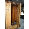 Image 2 : English oak single mirrored door wardrobe with drawer in base, 74" in height