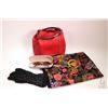 Image 1 : Fun lot of lady's fashion including designer like Gucci red leather handbag, large black floral shaw