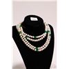 Image 1 : Long 29" strand of genuine pearls and jade beads