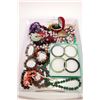 Image 1 : Tray lot of collectible beaded jewellery including pink quartz, jade, branch coral and genuine pearl