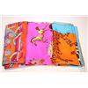 Image 1 : Three large Hermes silk scarves with hand rolled and hand stitched edges-note assume not authentic