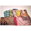 Image 1 : Six silk and silk chiffon scarves including some Hermes style- assume not authentic, each with hand 