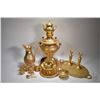 Image 1 : Gilt over metal Samovar with tray and accessories plus 12" water pitcher