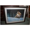 Image 1 : Framed signed limited print of a fox in the snow, pencil signed by artist Rod Tribiger, 523/1500