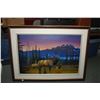 Image 1 : Framed acrylic on canvas painting of a caribou in a mountain meadow, signed by artist G. Wesley, 24"
