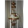 Image 1 : Antique hanging oil lamp with pulley mechanism, hand painted floral shade, colourless glass font and