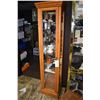 Image 1 : Tall single door oak and glass display cabinet with glass shelves