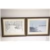 Image 1 : Four pieces of wall art including two original watercolours; a snowy creek scene signed Diane Philli