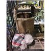 Image 2 : ASSORTED HOME DECOR, ANTIQUE WOODEN TOOLS, BASKET, & YARN