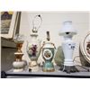 Image 2 : ASSORTED PORCELAIN LAMPS, MILK GLASS LAMP, & WALL ART