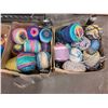 Image 2 : ASSORTED BOXES OF LINEN, YARN, & BLANKETS RACK NOT INCLUDED