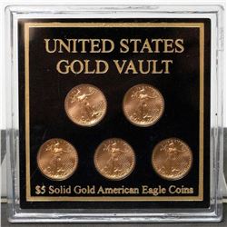 Five (5) 2006 1/10 OZ American Eagle Gold Coin Uncirculated