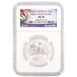 2014 Australian silver great white shark half ounce silver coin