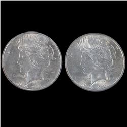 Two 1922 $1 Peace Silver Dollar Coins