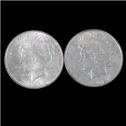 Two 1922 $1 Peace Silver Dollar Coins