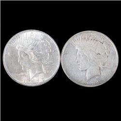Two 1922 $1 Peace Silver Dollar Coins