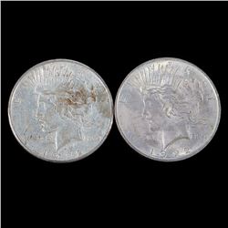 Two 1922 $1 Peace Silver Dollar Coins