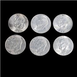 Thirteen (13) Eisenhower Silver Dollars (1) 1971, (8) 1972, (2) 1974, (2) 1977