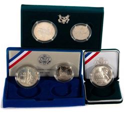1994 US Veterans Silver Dollar, 1992 Columbus Two - Coin Set, 1886 - 1986 Two - Coin Set